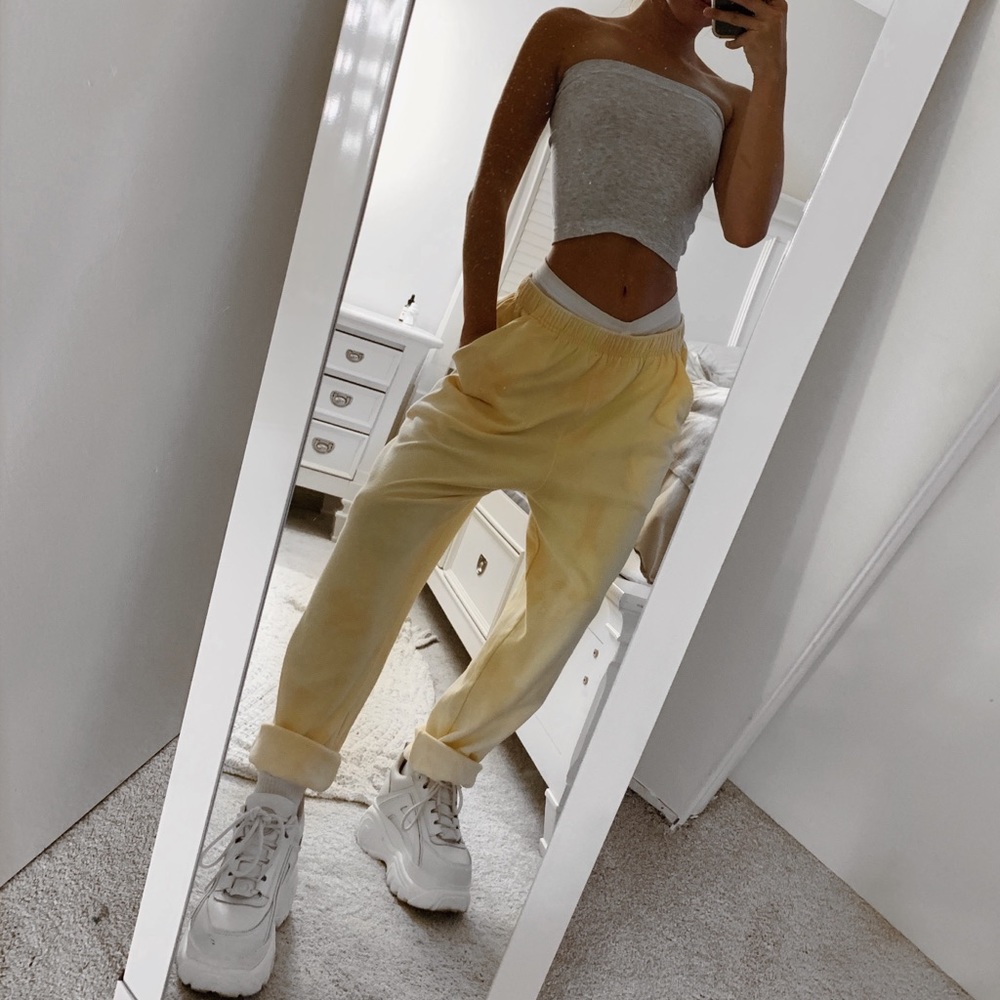 Yellow Faded tie-dye sweatpants